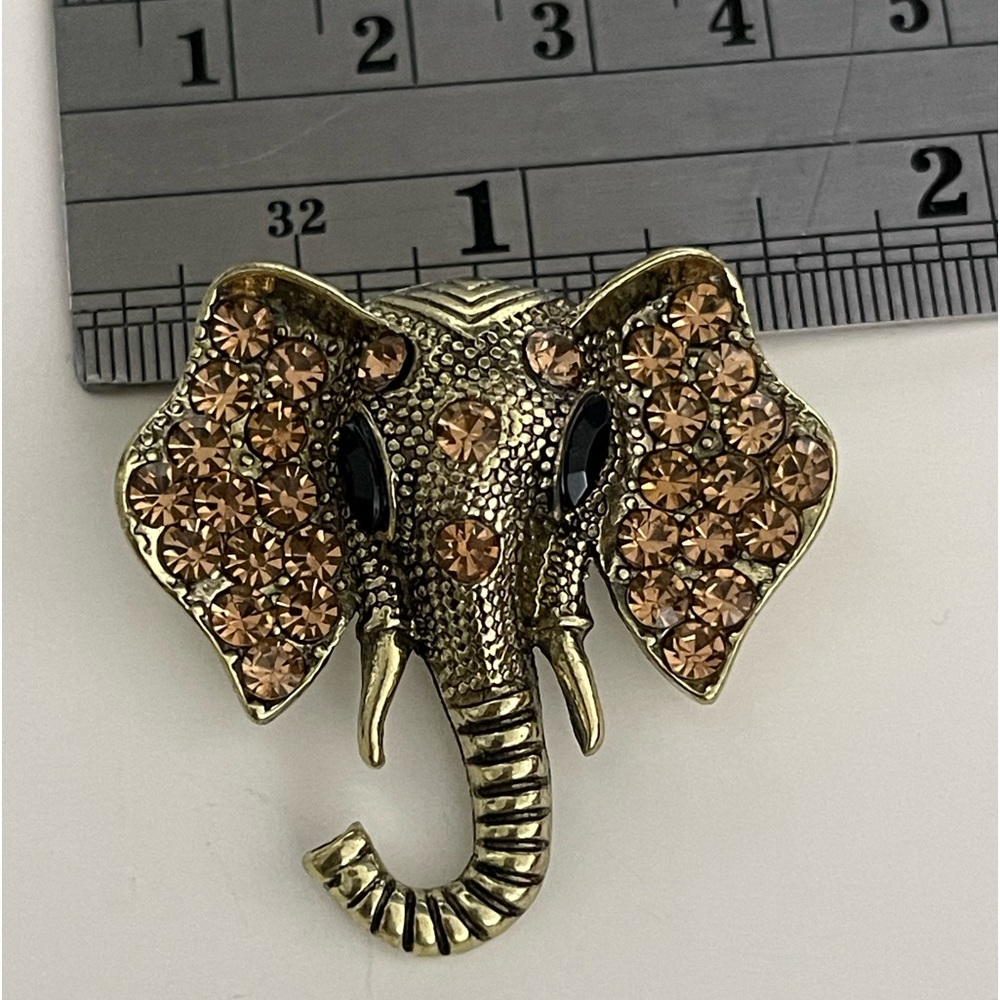 NWT Gold & Rhinestone Elephant Brooch - Picture 5 of 6